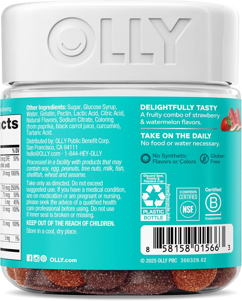 Gummy, Immune 15 35 70 Count Olly Teen Girl Multi Healthy Skin and Support, Essential Vitamins, Biotin, Zinc, Calcium