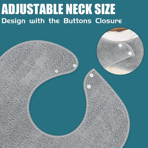 Lunluarai Adult Bibs for Men and Women, Reusable Terry Bibs for Elderly Senior, Waterproof Towel for Adults