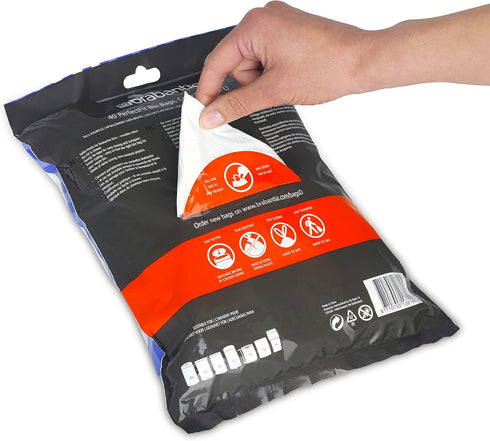 Brabantia PerfectFit Trash Bags, Size D/4.4-5.3 Gal, Thick Plastic Trash Can Liners with Drawstring Handles (40 Bags)