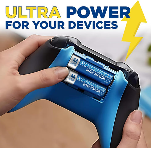 Powermax 60-Count 10-Year Packaging AA Batteries, Ultra Long Lasting Alkaline Battery, Shelf Life, Reclosable