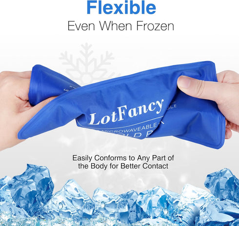 LotFancy Ice Pack for Injuries, 4Pc Reusable Hot Cold Pack for Therapy, 10.5 x 5 Inches Gel Pad for First Aid, Pain