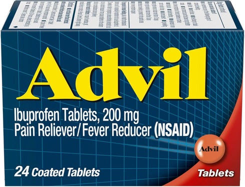 Advil Pain Reliever and Fever Reducer, Ibuprofen 200mg, 24 Coated Tablets