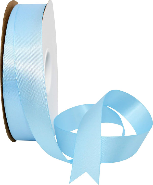 Morex Ribbon Double Face Satin Ribbon 7/8" X 50 YD Blue Topaz for Gift Wrapping, Birthday Cards, Crafts, Wedding Gifts