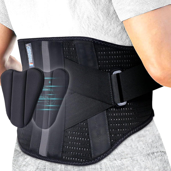 Back Brace for Lower Back Pain - Lumbar Support Belt for Men and Women, Scoliosis Pain Relief Brace, Black, S/M Fit