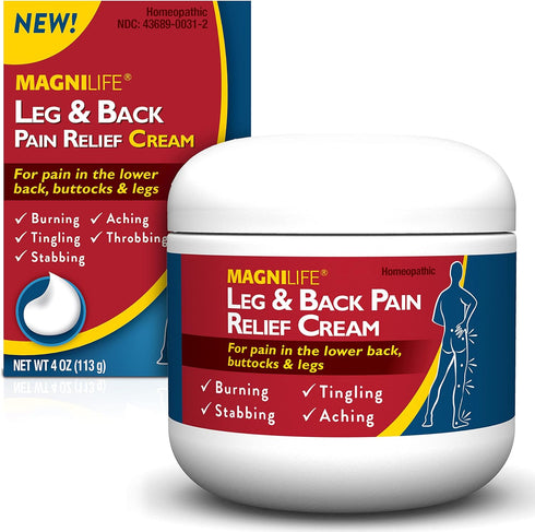 MagniLife Leg & Back Pain Relief Cream, 4oz - Fast-Acting Relief for Burning, Tingling, Stabbing Pains