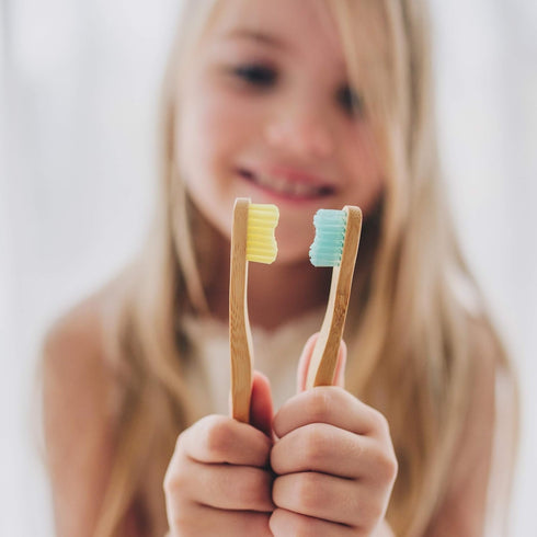 TreeBird Kids Bamboo Toothbrush 6-Pack | Eco-Friendly Dental Care with Super Soft Bristles and Compostable Handles