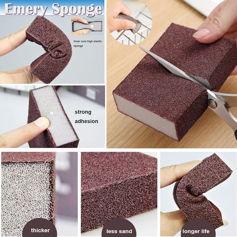 AKOAK 5 Pcs Emery Sponge | Sand Abrasive Brush for Polishing Furniture and Cleaning Pots and Pans