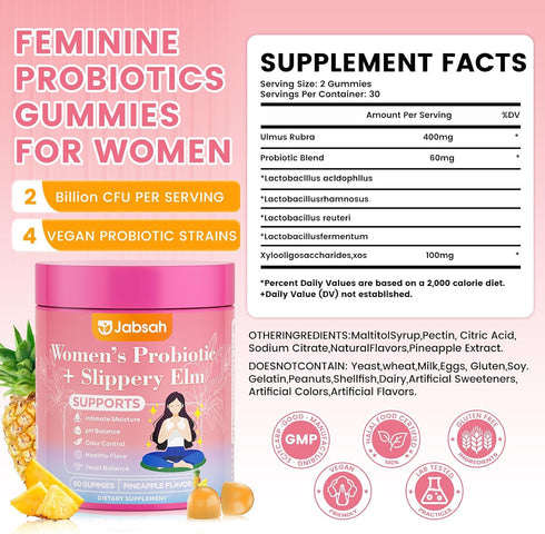 Gummies Gummy Immune (60 Count) Her Juicy Feminine Probiotics for Women, Women's Probiotic with Slippery Elm - Supports