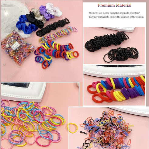 YANRONG Ponytail Holders and Scrunchies Mix for Girls and Women, Traceless Elastic Ropes, Rubber Bands (2155PCS)