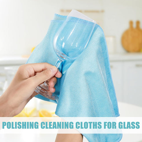 Tatuo 18 Pcs Microfiber Cloth, 16 x 16, Reusable Cleaning Cloths for Glasses, Windows, Mirrors (Blue)