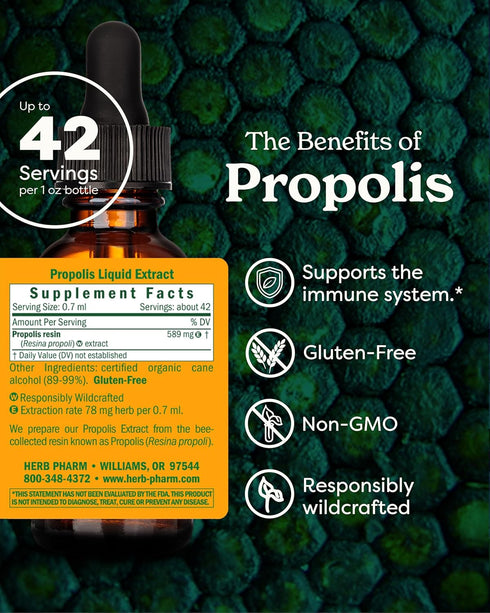 Herb Pharm Propolis Extract for Immune System Support, 1 Ounce