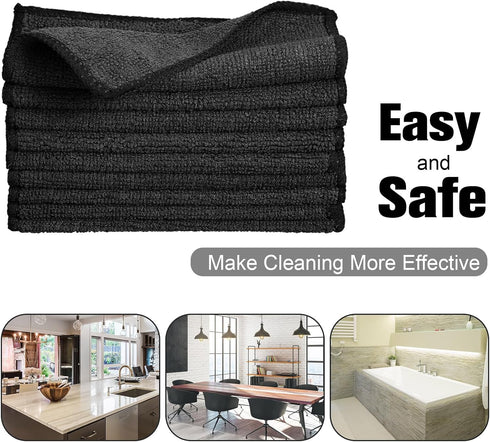 Wash(6 6 Inch,Black,30 Tanlade Cleaning Cloth Dry Erase Cloth Cleaning Rags Reasonable Kitchen Towels Microfiber Towels