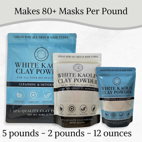 White Kaolin Clay Powder, 2 lb 100% Natural for Seed Bombs, Clay Mask, DIY Spa, Soap, Bath Bomb