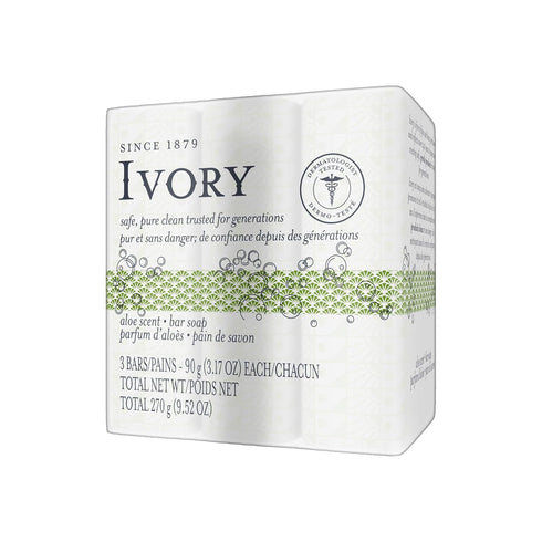 Ivory Simply Ivory Aloe Bath Bar, 3 Count