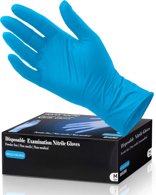 Serenelife Nitrile Disposable Latex & Powder Free Medium Gloves for Kitchens, Food Handling & Cleaning Supplies