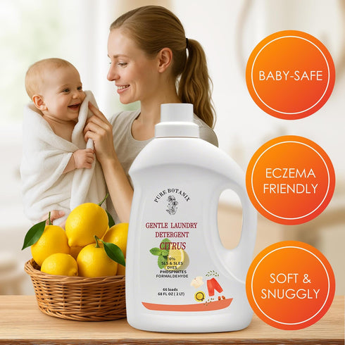 Pure Botanix 68 Oz 66 Citrus Organic Plant- Based Laundry Detergent Fl | Loads, Natural Hypoallergenic Non-Toxic Soap