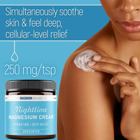 Magnum Solace Magnesium Lotion Nighttime Magnesium Cream Apply to Legs, Arms or Chest - Topical Magnesium Chloride USA