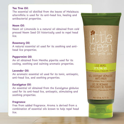 Little Green Kids Lice Guard Hair Styling Gel, 4.2 oz, Lice Prevention Cream with Tea Tree Oil