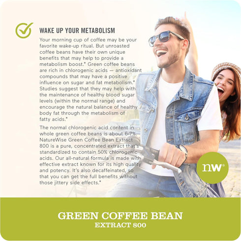 NatureWise Green Coffee Bean Extract - Pure 800mg Capsules with 50% Chlorogenic Acid for Weight Goals, Energy,