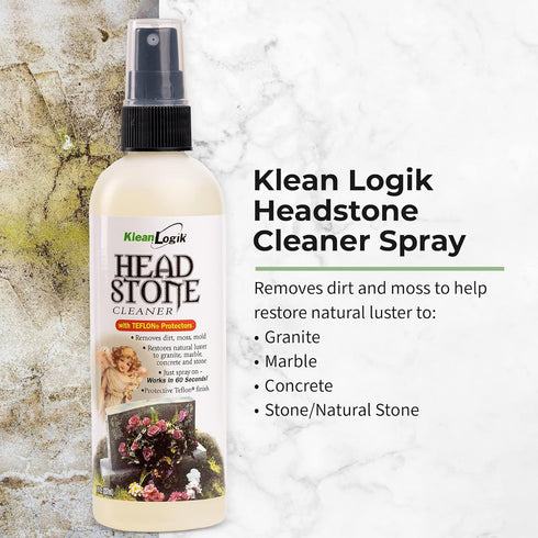 KleanLogik 3-Pack Headstone Cleaner For Graves & Memorials, Tombstone Cleaner Solution Removes Dirt & Plant Growth