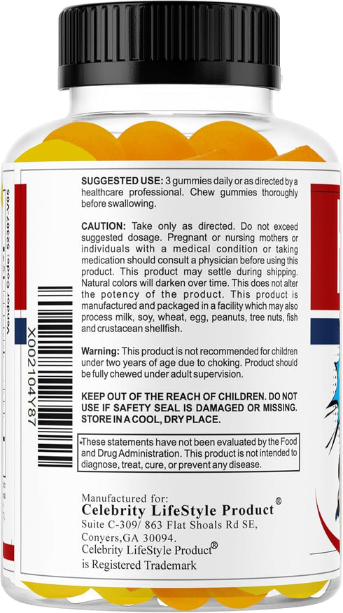 Hint Brain Memory Supplements for Kids & Teens, Omega 3 Vitamins, Low Sugar 60 Gummies for Focus & Eye Support