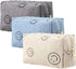 Photect 3 Pcs Corduroy Cosmetic Bag, Aesthetic Preppy Makeup Bag for Women, Travel Organizer (Beige, Gray, Blue)