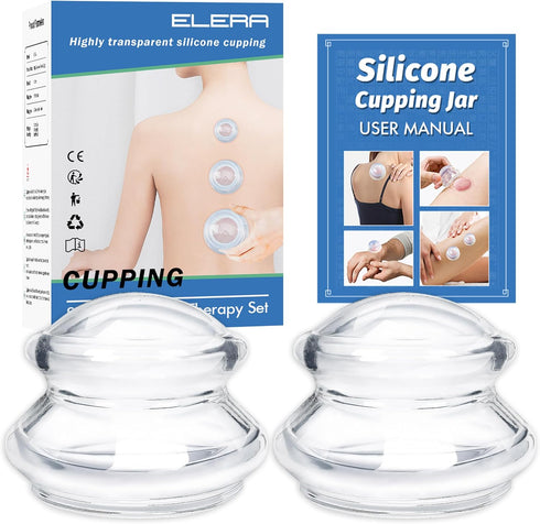 ELERA XL Silicone Cupping Therapy Sets, Professionally Designed Chinese Massage Cups for Joint Pain Relief
