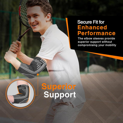 Doc Miller Elbow Compression Sleeve for Tendonitis – 1 Pair Medical Support Arm Brace for Tennis Injuries