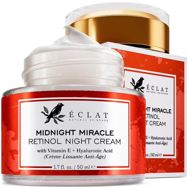 Retinol Night Cream - 2.5% Retinol and Hyaluronic Acid, Anti Aging Face Moisturizer for Hydration and Firming