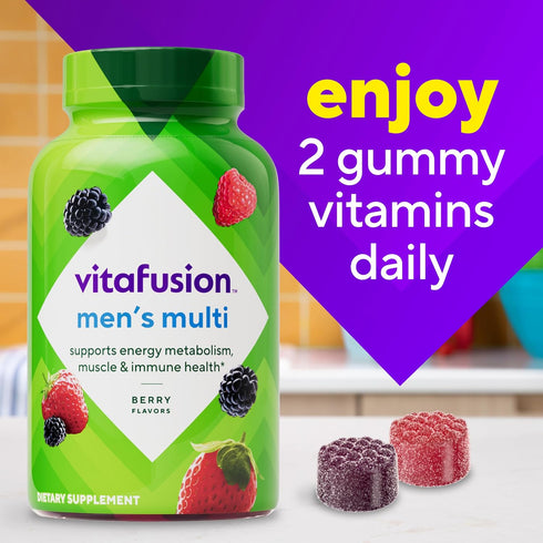 Gummy B6, B12, 120 Count, 60 vitafusion Adult Vitamin Supplement for Men, Berry Flavored, A, C, D, E, Daily, Day Supply