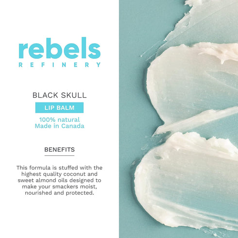 Rebels Refinery 3-Piece Skull-Shaped Lip Balm Bundle - Black, Mint, Vanilla & Passion Fruit