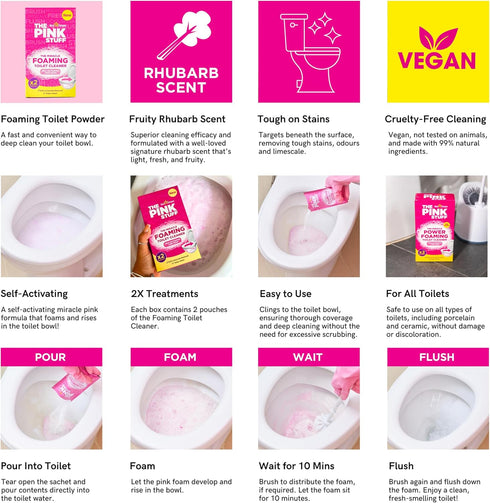 Stardrops The Pink Stuff Miracle Power Foaming Toilet Cleaner Self-Activating Formula for Deep Cleaning, Stain Removal