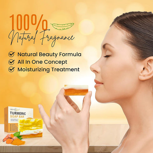 Organic Turmeric Soap Bar for Face & Body | Pure Turmeric Soap for Acne, Scars, Blemish Control, Pack of 2