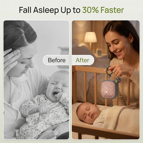 Portable White Noise Sound Machine with Star Projector | Sound Therapy Calm Music Machine Baby Sleep Soother with Hook