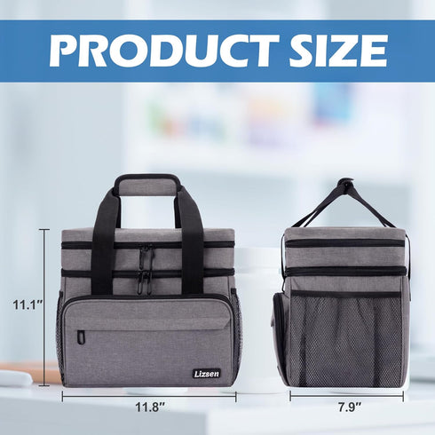 LIZSEN Large Medicine Storage Bag, Double Layer Pill Bottle Organizer Storage Bag with Lockable Zipper, Medication