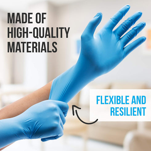 Serenelife 100 count Medium Gloves Nitrile Disposable Latex & Powder Free - Great for Kitchens, Food Handling & Cleaning Supplies - Soft & Comfortable fit - Vinyl & Nitrile blend - Medium -100 Pack