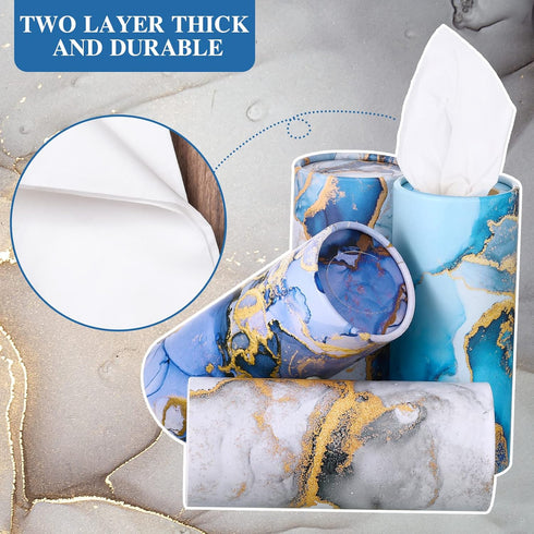 12 Pieces Printed Cylinder Car Tissues Boxes, Round Disposable Napkins for Travel Facial Tissues (Griotte Style)