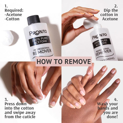 Pronto 100% Pure Acetone Gel Polish Remover - 16 Fl oz for Gel, Dip, Acrylic Nails & Glue