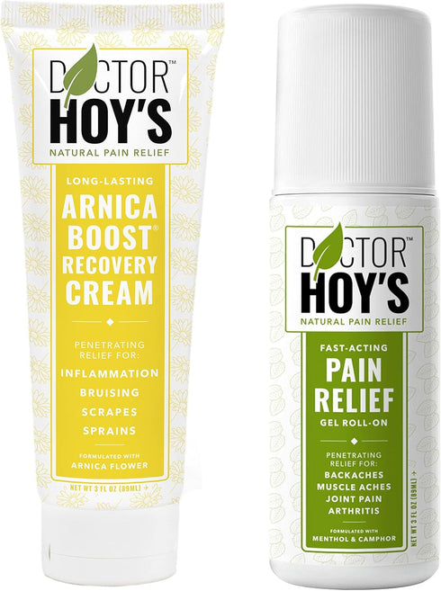 DOCTOR HOY'S 3 oz Combo Pk Natural Pain Relief Gel & Arnica Boost Recovery Cream, Effective Anti-Inflammatory