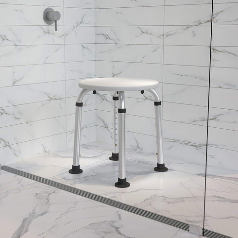 Flash Furniture Hercules Series Aluminum Bath and Shower Chair with Adjustable Seat Height, Anti-Slip Medical Shower