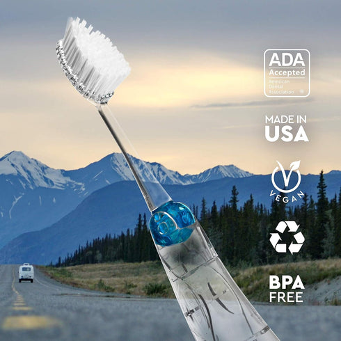 RADIUS Tour Travel Brush & Case with Replaceable Head, ADA Accepted Toothbrush for Improved Gum Health - Pack of 3