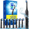 Rotating Electric Toothbrush for Adults with 8 Brush Heads, 4 Modes Deep Clean with Rechargeable Power (Black)