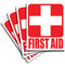 (4) First Aid Kit Sticker Sign Self Adhesive Decal 5"x4" for Business, Car or Office Emergency First Aid Kit