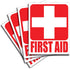 (4) First Aid Kit Sticker Sign Self Adhesive Decal 5"x4" for Business, Car or Office Emergency First Aid Kit
