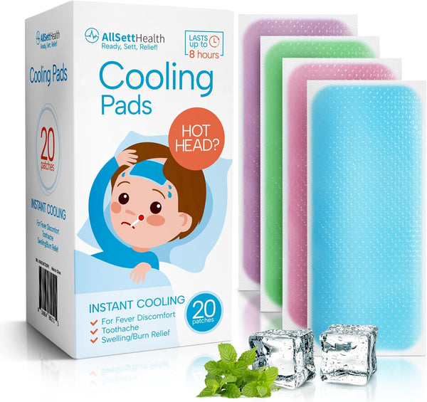 20 Pack Cooling Patches for Kids, Minty Cool Fever Stickers, Baby Cooling Pad, Hot Weather Forehead Cooling Patch,