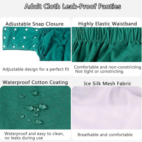 ZSVUCWPYO 2 Pack Adult Cloth Diapers Reusable Adult Diapers for Women Men,Waterproof Adjustable Cloth Incontinence