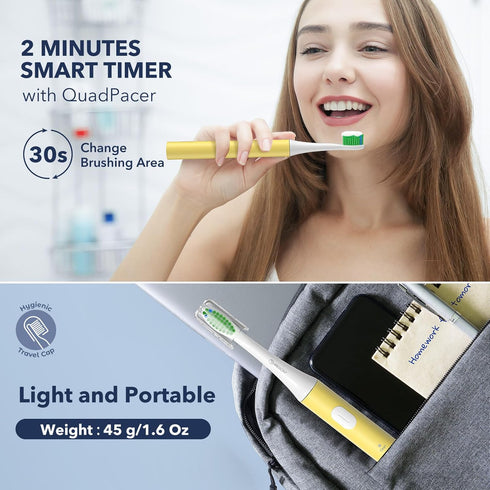 ARISSON Sonic Electric Toothbrush, 40,000 VPM Power, 1.5H Fast Charge with 2 Minutes Smart Timer, White