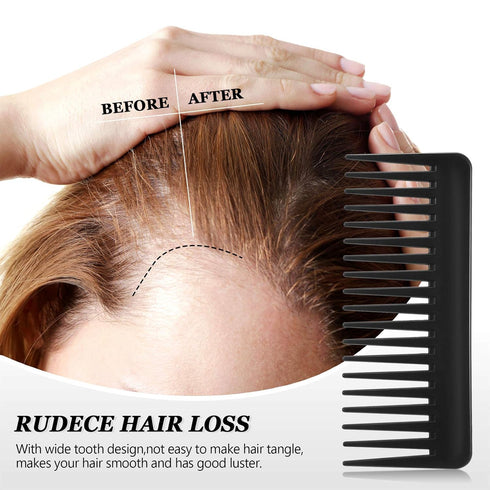 Large Hair Detangling Comb - Wide Tooth Comb for Curly Hair, No Handle Styling Comb (Black, White)
