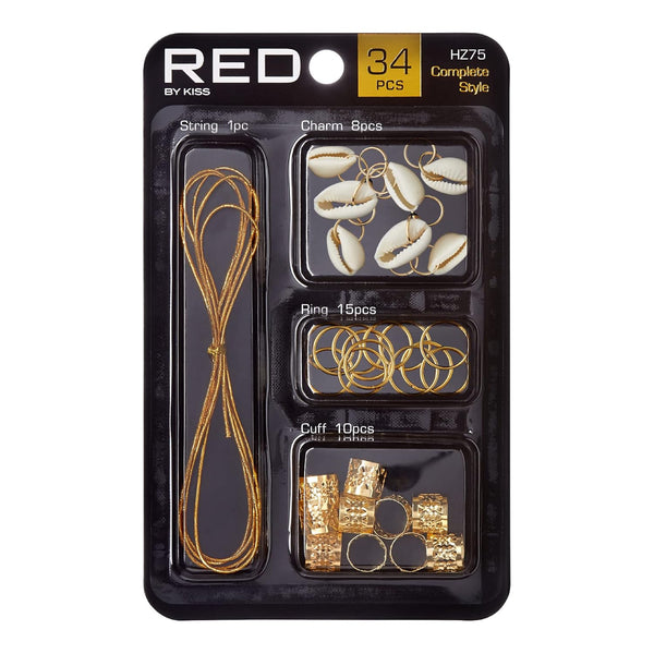 RED by KISS Hair Jewelry for Women, Complete DIY Kit of Hair Charms Beads Cuffs for Decoration