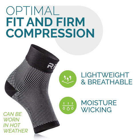 Run Forever Large/Black Open Toe Compression Socks for Women, Foot Compression Sleeve